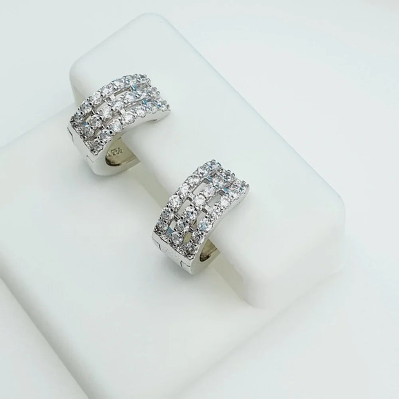 "925 Sterling Silver Cubic Zirconia Earrings, UU1P6A6162 - Picture 2 of 10